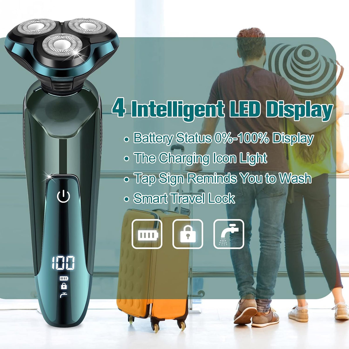 Electric Razor for Men,Mens Razors for Shaving face,LED Display Rechargeable Blades Electric Shavers for Men,Waterproof Wet Dry Cordless Razor