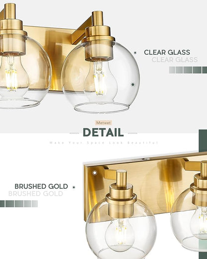 METWET Bathroom Light Fixtures, 4 Light Brushed Gold Vanity Light, 26 Inch