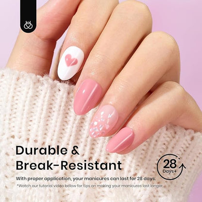 Beetles Gel Nail Tips 576Pcs Extra Short Almond Fake Nails Etch-X Half Matte Press on Nail Tips Full Cover Gifts for Women Gel Nail Polish Extensions Set