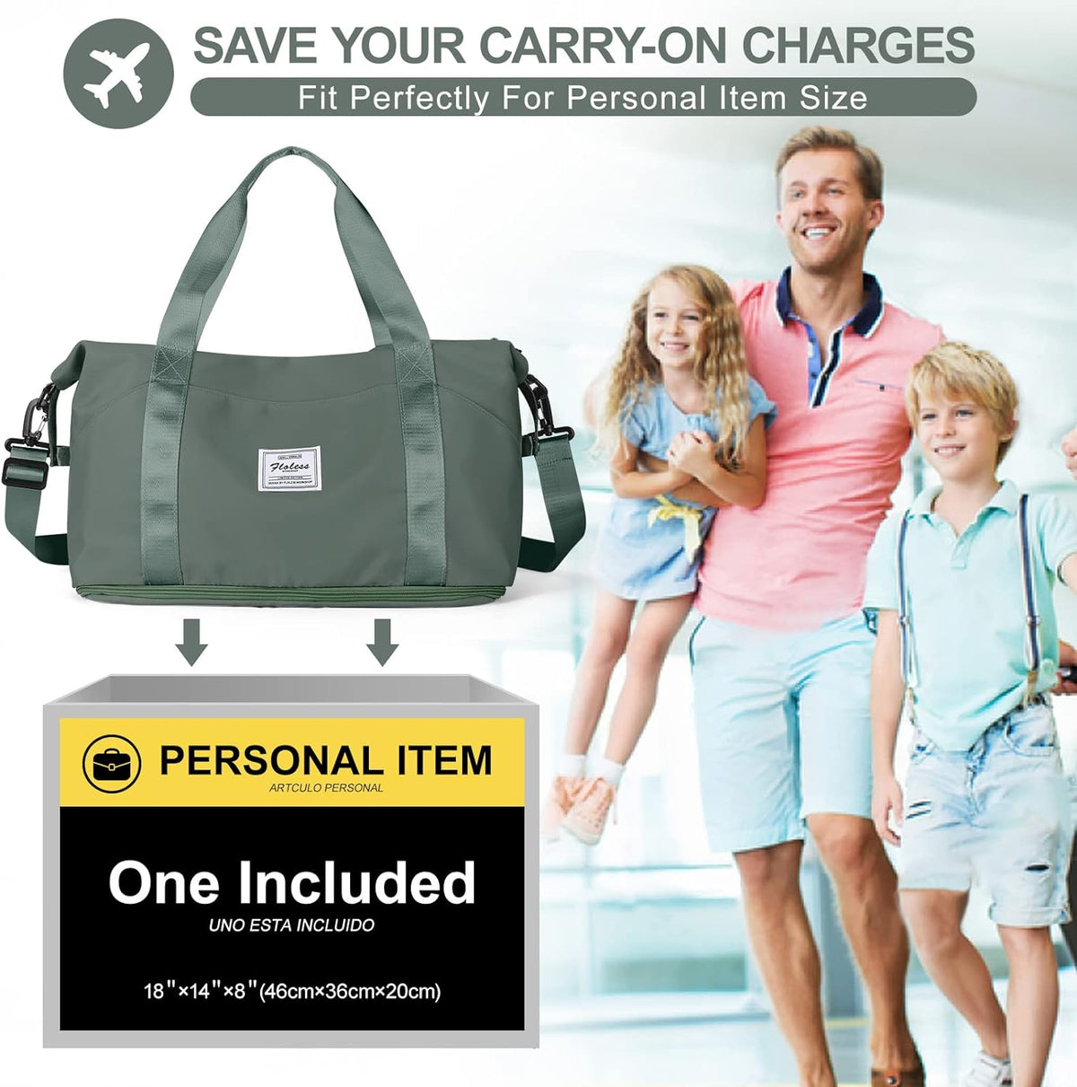 Travel Duffel Bag, Sports Tote Gym Bag, Shoulder Weekender Overnight Bag for Women