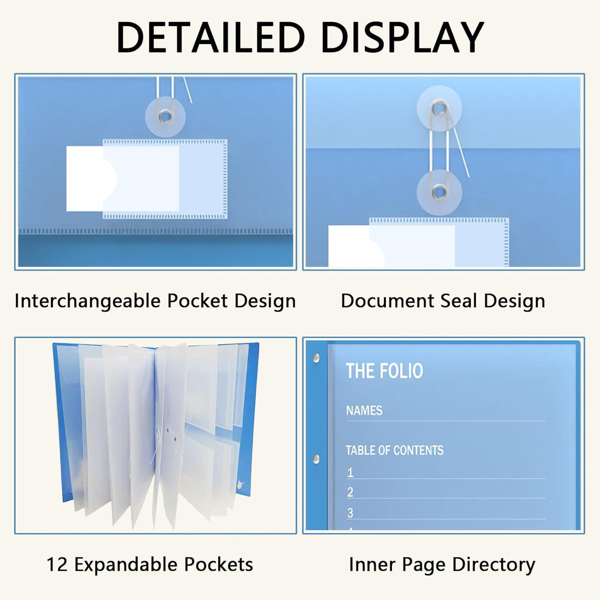 Expanding Accordion File Folder & Document Organizer Binder | 12 Pockets for Important Papers, Passports, IDs | Acid-Free, Tear-Resistant for A4/Letter Size | Home Office Organization