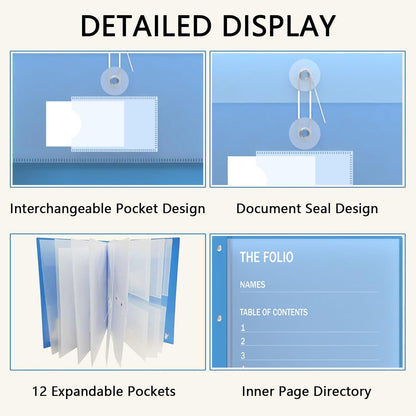 Expanding Accordion File Folder & Document Organizer Binder | 12 Pockets for Important Papers, Passports, IDs | Acid-Free, Tear-Resistant for A4/Letter Size | Home Office Organization