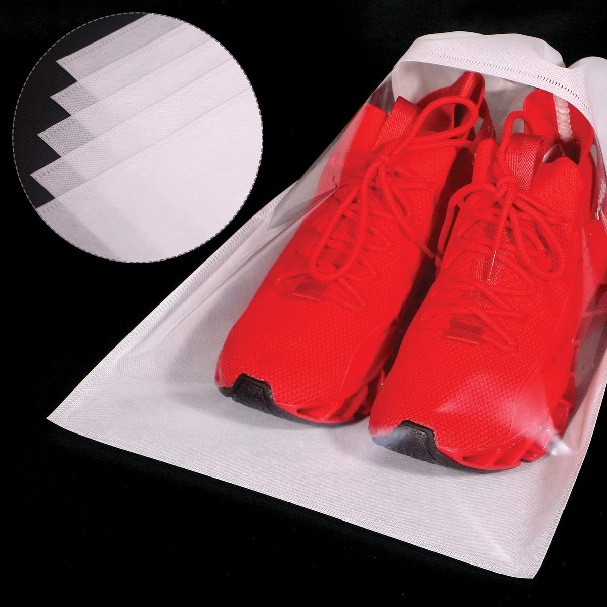 12 Pack Portable Shoe Bags for Travel Large Shoes Pouch Storage Organizer Clear Window with Drawstring for Men and Women 6 Black 6 White