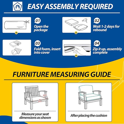 AAAAAcessories Outdoor Deep Seat Cushions, Waterproof, Fade-Resistant Replacement Cushions for Patio Furniture, 25.5" x 25.5" x 5" + 25.5" x 19", Set of 4, Shadow Gray