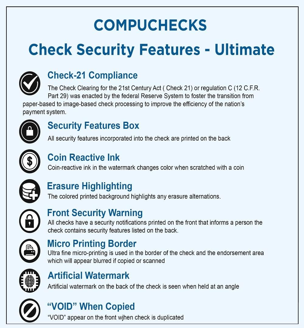 Compuchecks Blank Check Paper - 500 Pack - Computer Security Business Checks, QuickBooks & Laser Printer Compatible - Check On top, Voucher On Bottom - Check Paper Size 8 1/2-11 - Green Diamond