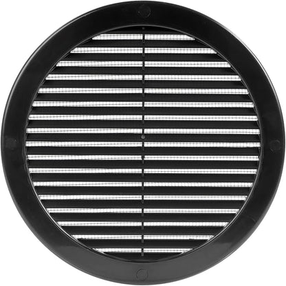 Vent Systems 8" Inch (Opening Dimensions) - Pack of 100 - Black Soffit Vent Cover - Plastic Round Air Vent Grille - Built-in Mesh Screen - HVAC Register Louver for Bathroom, Home, Kitchen