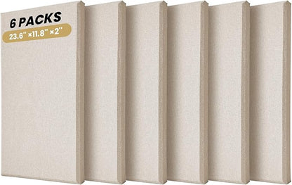 6 PCS Acoustic Panels, Large Soundproof Wall Panels, Professional Fiberglass