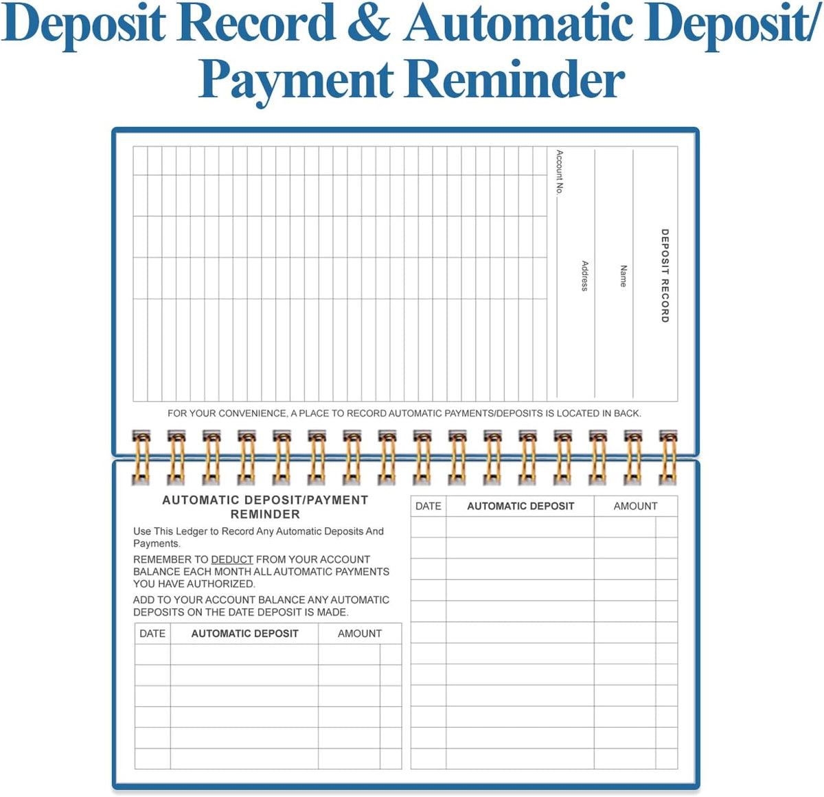 Check Registers for Personal Checkbook - A6 Blank Ledger Transaction Registers for Personal, Check Register Book for Checking and Saving Account, Deposit and Credit Card, 3,75" x 6.75", Blue