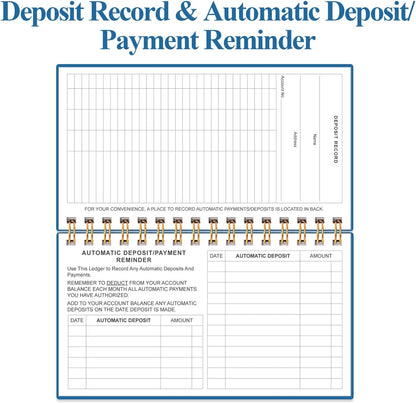 Check Registers for Personal Checkbook - A6 Blank Ledger Transaction Registers for Personal, Check Register Book for Checking and Saving Account, Deposit and Credit Card, 3,75" x 6.75", Blue