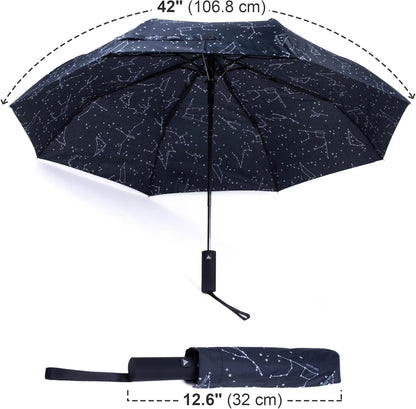 Nollia Windproof Automatic Travel Umbrella, Compact Portable with Reinforced Ribs for Sun & Rain