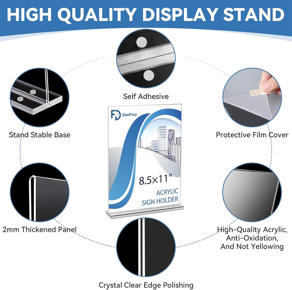 Daofary 3 Pack Acrylic Sign Holder 8.5 x 11 Clear Display Table Signs Stand, Double Sided T Shape Flyer Holder Plastic for Picture Paper Frame Holder Home Office Menu Retail Show Fair, transparent