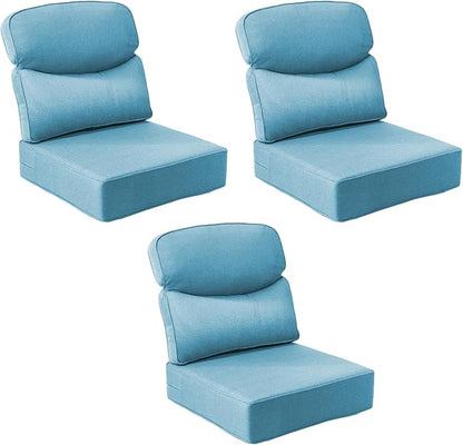Outdoor Cushion Set for Patio Furniture, UV Resistant, Water Resistant - 6 Inch Thick Dual Layer Back Support Cushions– 24x24 Inch Patio Seat Covers for Chair/Sofa/Couch | Light Blue | 4-Pack |