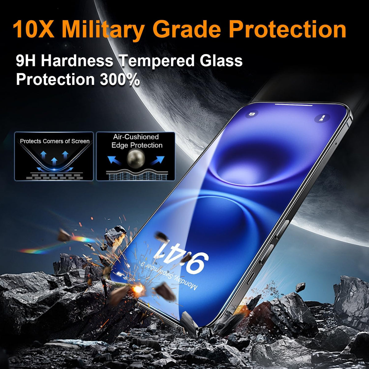 OneFish Screen Protector for iphone 11 Pro/X/Xs, 9H Hardness Glass Scratch Resistant HD Clarity Tempered Glass Film with Installation Frame Shatterproof Bubble Free Easy Installation,2Pack.