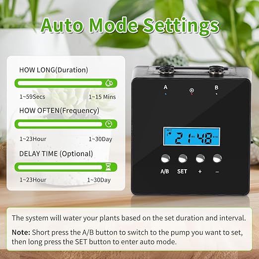 Plant Watering Devices - Dual Pump Automatic System for 20 Pots, 30-Day Smart Timer with USB-C Charging – Ideal for Indoor Gardens & Balconies