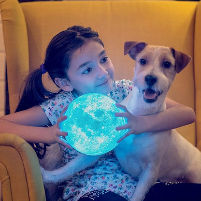 PRUGNA Moon Lamp, 1200mAh Ultra-Long Endurance Night Light, 7.1" 16 Colors LED