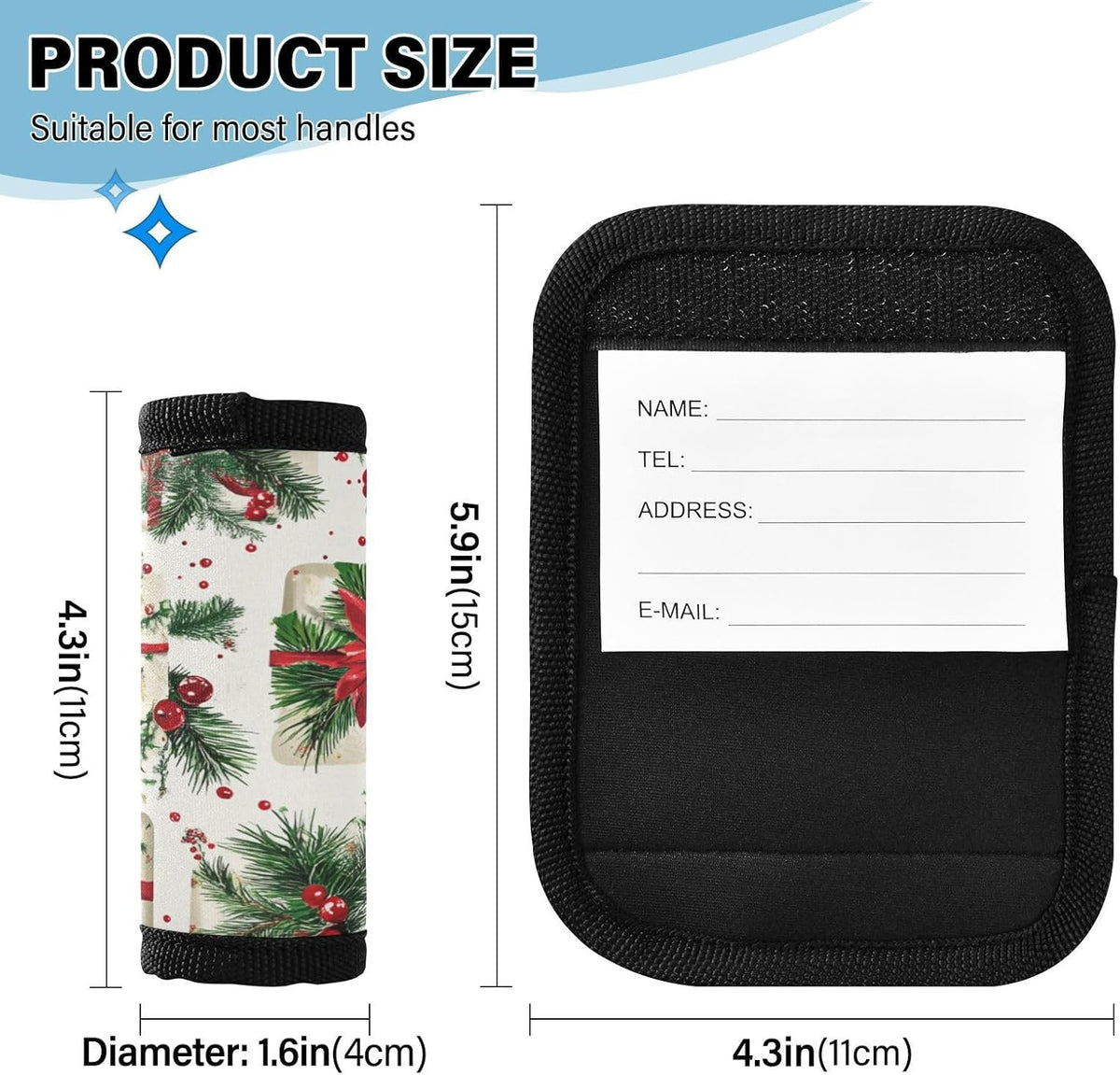 2 Pack Luggage Handle Wraps Covers for Suitcase Identifiers Bag Tags Travel Accessories
