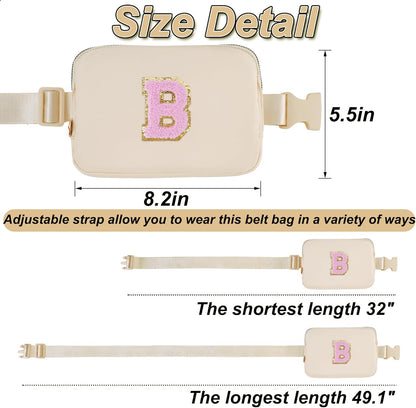 Belt Bag Fanny Pack Crossbody Bags with Initials Letter Patch Cute Stuff Birthday Gifts for Teenager Girls Trendy Stuff for Teens | Khaki,B