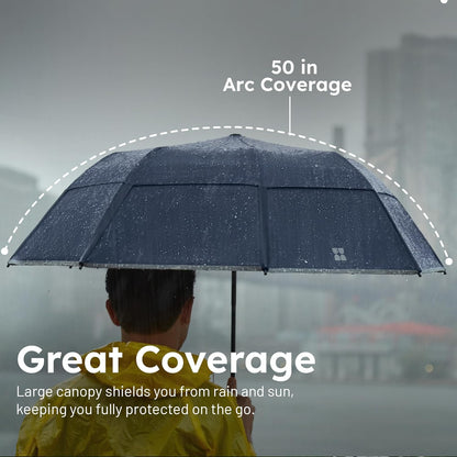 Weatherman Premium Collapsible Travel Umbrella - Windproof, Compact, Easy Auto Open - Resists Up to 55 MPH Winds - Perfect for Rain, Wind, Backpack, Car - Folding Umbrella (Red)