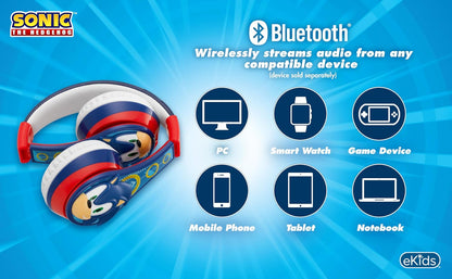 Sonic The Hedgehog Bluetooth Headphones for Kids, Wireless Headphones