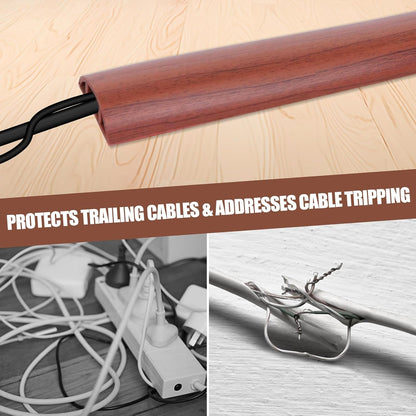 Floor Cord Cover Self Adhesive Cord Hider,3.3FT Cable Management, Extension Strip Protector for Wires, Prevent Cable Trips for Offices, Gyms, Exhibitions Cavity:0.47"(W) x0.35(H) Wood Red Teak
