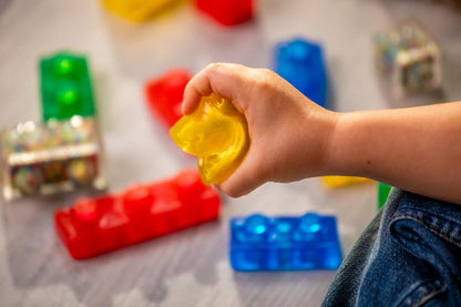 Jelly Blox Stash 'N Stack 2-in-1 Storage Case with 30 Blocks for Toddler Sensory Play Toy Ages 2+