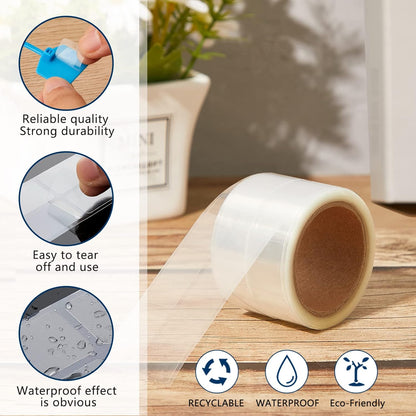 500 Pieces Label Protector Clear Labels Wafer Seals Waterproof 0.59 x 0.98 Inch Back to School Clear Covers for Protecting Barcodes, Numbers and Stickers