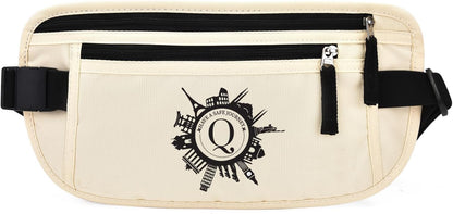 DAITET Personalized Initial Money Belt,RFID Blocking Travel Secure Bag,Monogrammed Gift for Women, Mom and Travel enthusiasts(Q)