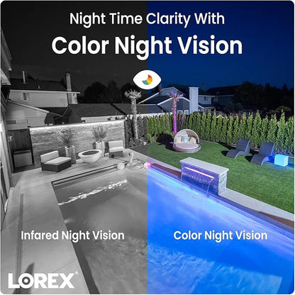 Lorex Indoor/Outdoor 4K Ultra HD Smart Deterrence CVI Wired Add-On Bullet Security Camera | Color & IR Night Vision | Dual Warning LED Lights | Siren | Built-in Speaker | IP67 | White