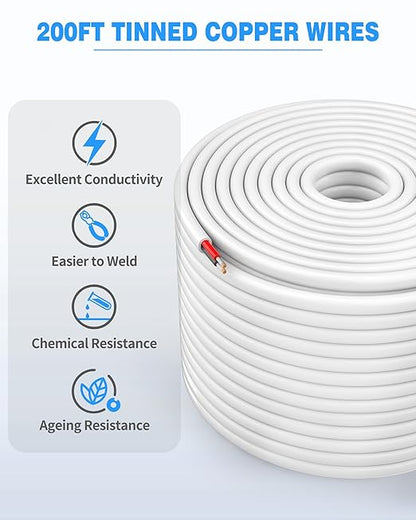 NAOVEO 14 Gauge Wire 2 Conductor Electrical Wire, 14 AWG Stranded PVC Tinned