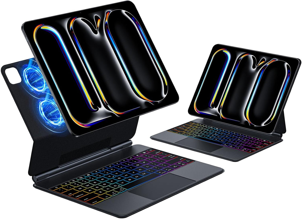 iPad Pro 13 Inch Case with Keyboard (M4, 2024) - 7-Color Backlit Magic Keyboard Case, Features Easy-Set Magnetic Stand, Built-in Multi-Touch Trackpad & Wireless Connectivity, Black