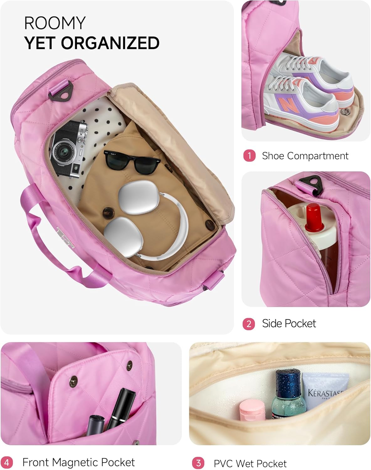 Birthday Gifts for Teen Girls Women, Initial Duffle Bag for Travel, Unique Weekender Bag with Toiletry Bag, Gym Bag with Wet Separation, Gift Idea for Christmas, Anniversary, Girls Weekend