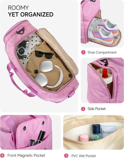 Gifts for Girls Women, Initial Duffle Bag, Personalized Gifts for Her, Teen Girl Gift Trendy Stuff, Overnight Weekender Bag with Toiletry Bag, Birthday Gift for Daughter, Friends, Mom, Sister