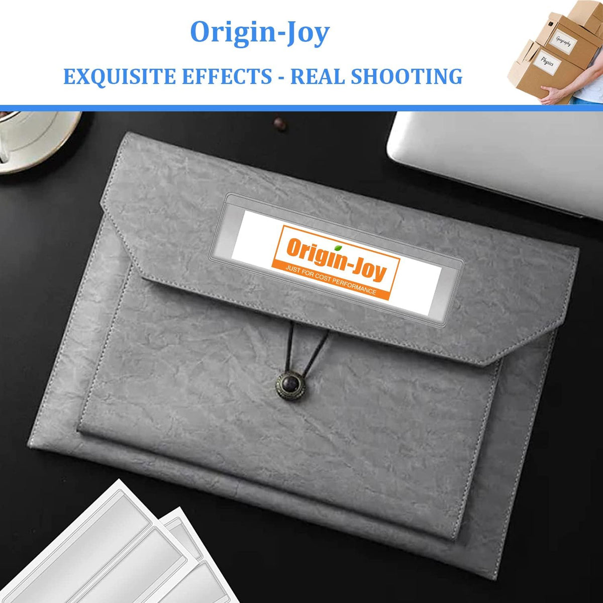 Origin-Joy 25 PCS Self-Adhesive Index Label Pockets, Clear Plastic Peel & Stick Card Holders with Top Open for Loading (1.25 x 0.75 inch)