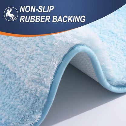 OLANLY Bathroom Rugs Mat 24x16, Extra Soft Absorbent Microfiber Bath Rugs, Rubber Backing, Quick Dry, Machine Washable Bath Mats for Bathroom Floor, Tub and Shower, Home Decor Accessories, Sky Blue