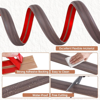 Floor Cord Cover for Wires on Floor Self Adhesive Cord Hider Floor Cable Management Wire Covers for Cords Protector Prevent Cable Trips Cord Cavity W 0.47" x H 0.27", Grayish Brown Wood, 3.3Ft