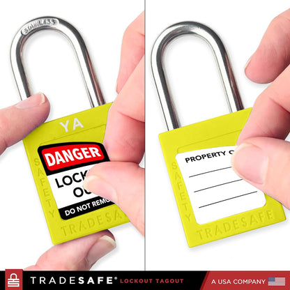 TRADESAFE Lockout Tagout Lock Sets, 10 Yellow Keyed Alike Unlimited Grouping Safety Padlocks, 2 Keys Per Lock, OSHA Compliant Loto Locks, for Lock Out Tag Out Kits