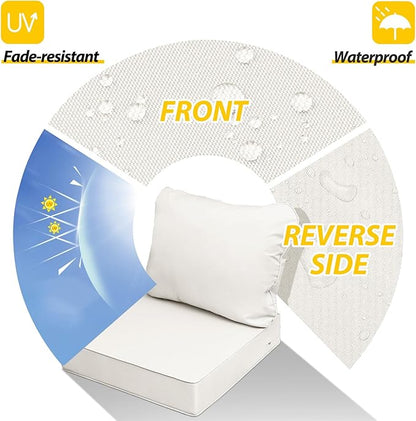 AAAAAcessories Outdoor Seat Cushions for Chairs, Fade-Resistant, Waterproof Patio Furniture Replacement Cushions, 22" x 22" x 3" + 22" x 17", Creamy White