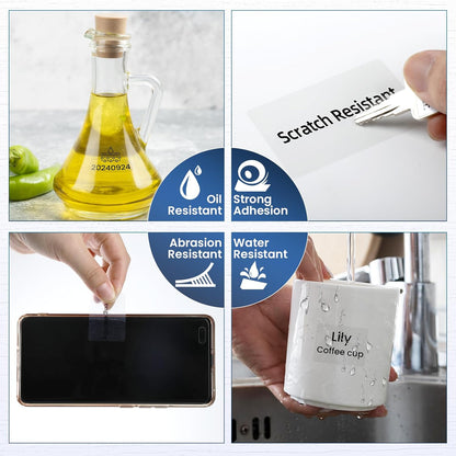 M100 Clear Thermal Label 1.57'' x 1.18'' (40 x 30 mm), Multi-Purpose Adhesive Transparent Thermal Labels Compatible with Label Maker M110/ M220/ M221/ M120/ M260/M150/M250, 230 Labels/Roll