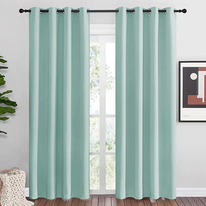 NICETOWN Aqua Blue Blackout Curtains 86" Long for Office, Dining Room, Guest Room, Sound Reducing Heat and Cold Block Curtain Panels for Modern Room Decorative (55" Wide by 86" Long, 2 Pieces)