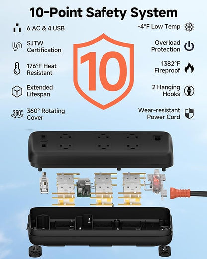 Iwister Outdoor Power Strip Weatherproof IPX6, Iwister 15 Ft Extension Cord