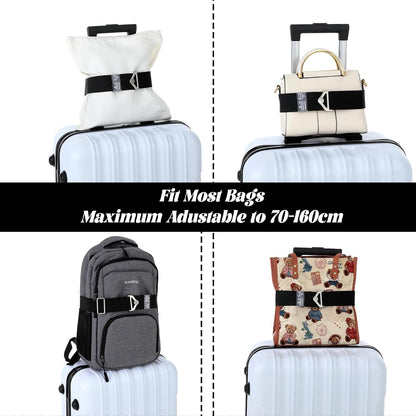 2-in-1 Luggage Straps for Suitcases for Add a Bag, Adjustable Travel Luggage Belt Strap with Alloy Buckle Elastic Belts for Carry On Bag