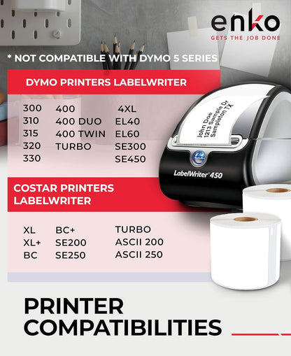 enKo (48 Rolls, 14,400 Labels) Address, Shipping & Barcode Labels 30256 (2-5/16 x 4") Compatible for Dymo LabelWriter