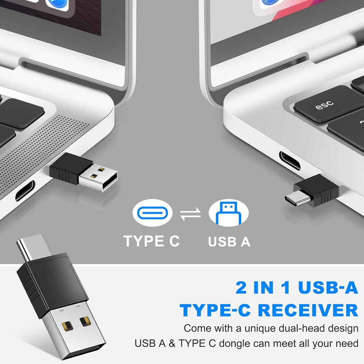 DinoFire USB C Rechargeable Presentation Remote with Red Light,Wireless Preseter PPT Slide Clicker Advancer for MacBook Laptop Computer