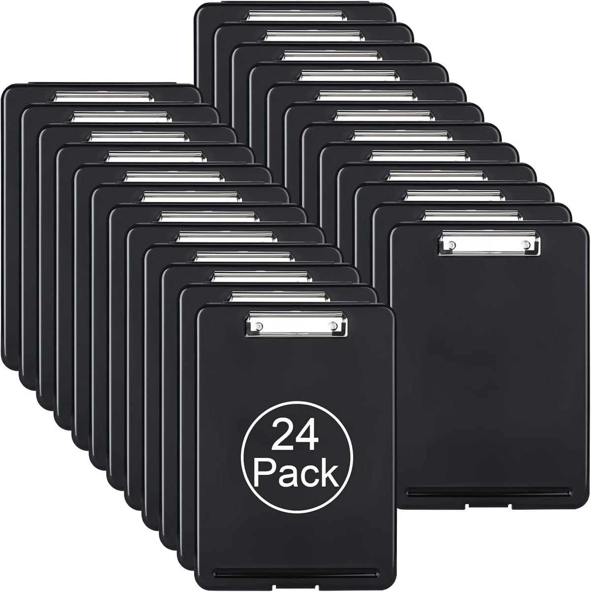 ZCZN Plastic A4 Form Storage Box Case, Clipboard Case, Bulk clipboard Set Suitable for School,Utility,Industrial Office, Medical Personnel,Black,24 Pack