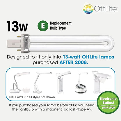 OttLite 13W Slimline Desk Lamp - Home, Office, Bedroom, or Reading (White)