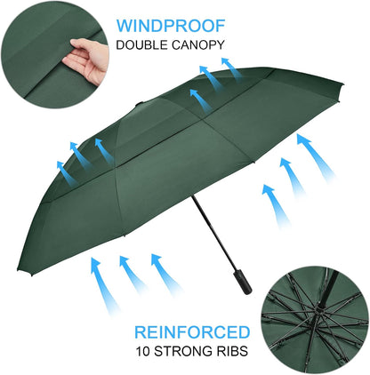 G4Free 42/46/54/62 Inch Large Golf Umbrella Compact Reverse Travel Umbrella 10 Ribs Windproof for Rain Double Canopy Automatic Open Close