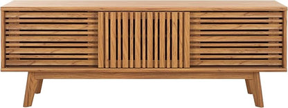 SAFAVIEH ESMA TV Stand for up to 65" Flatscreen – Oak Brown, Sliding Doors