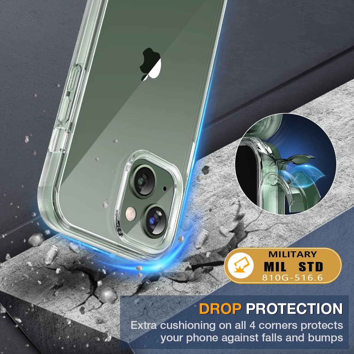 Miracase Compatible with iPhone 13 case 6.1 inch, 2023 Upgrade Full-Body Glass Clear Case Bumper Case with Built-in 9H Tempered Glass Screen Protector for iPhone 13,Clear