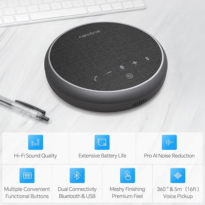 N newline Conference Speaker and Microphone, 2 Mics 360° Voice Pickup, AI Noise