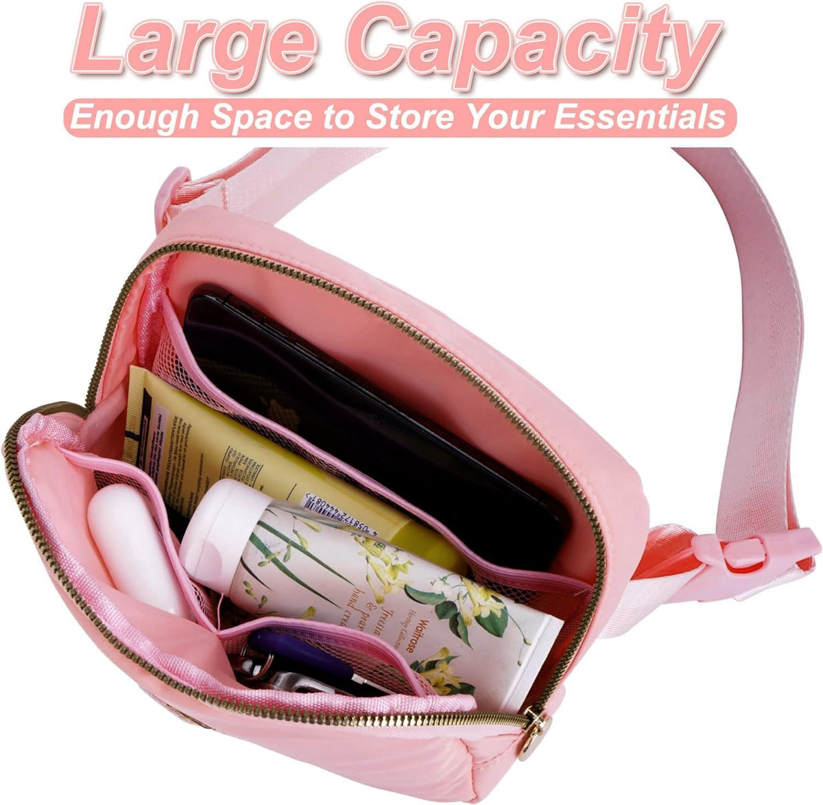Personalized Belt Bag for Women Girls - Fashion Mini Waist Packs with Adjustable Strap - Trendy Travel Fanny Pack Crossbody Bags with Initial Letter - Teen Gifts | Peach,N
